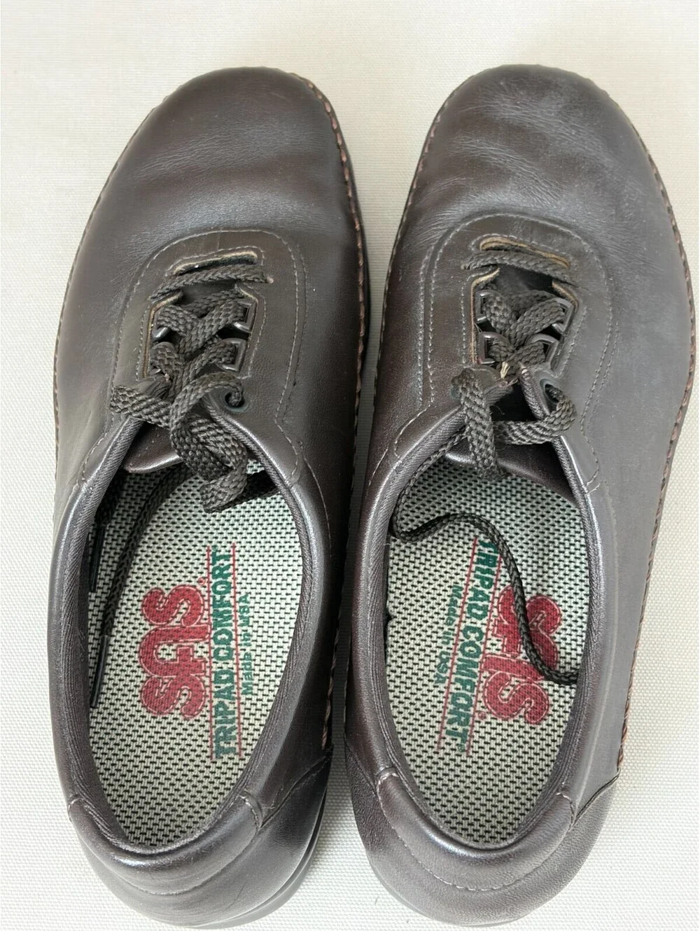 SAS Free Time Womens 6.5 M Brown Leather Comfort Walking Shoes Made in USA